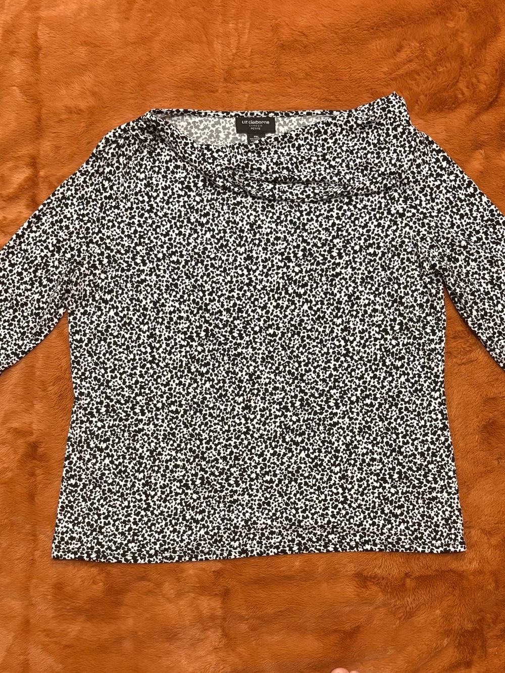 Liz Claiborne Black and White Printed Scoop Neck Blouse XLP